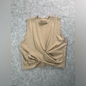 Cropped Sleeveless Tank Top in Tan